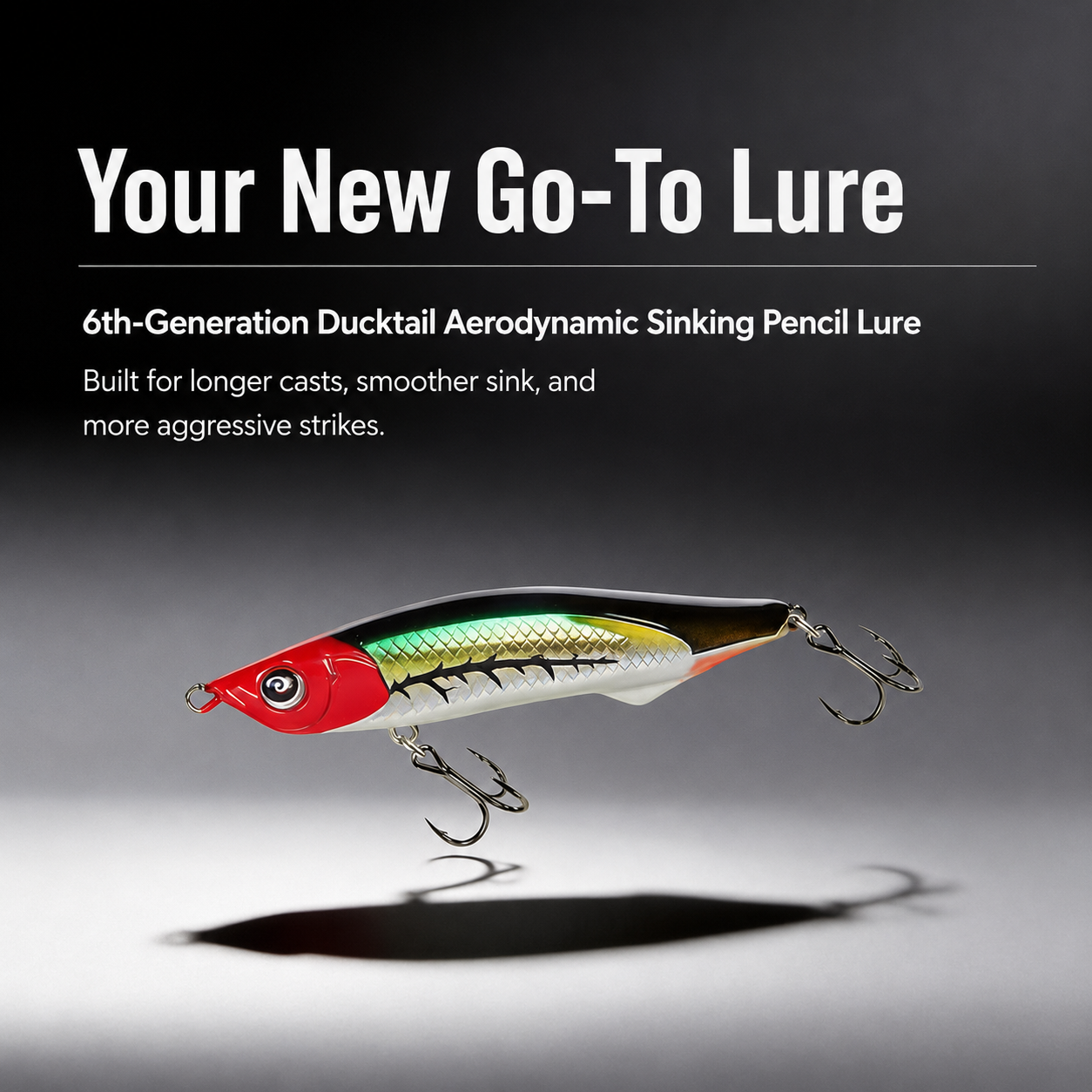 6th-Generation Ducktail Sinking Pencil Lure – Long-Cast Wobbling Action