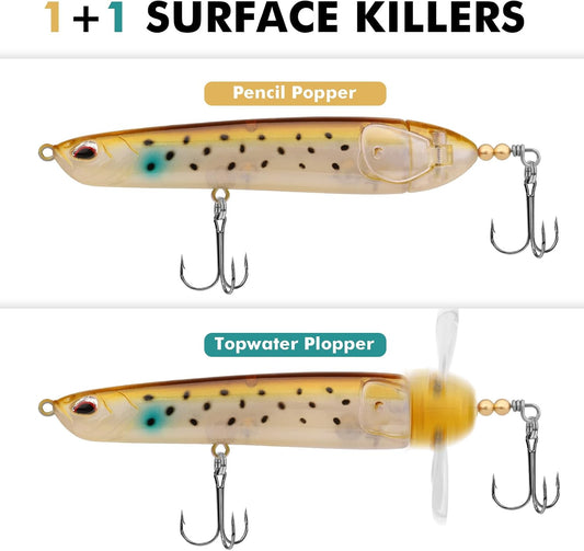 Best-Selling Double-Blade Topwater Popper Lure with BKK Hooks