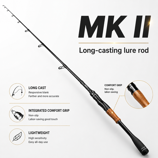 MK II Long-Cast Lure Spinning Rod | Lightweight Ergonomic Fishing Pole