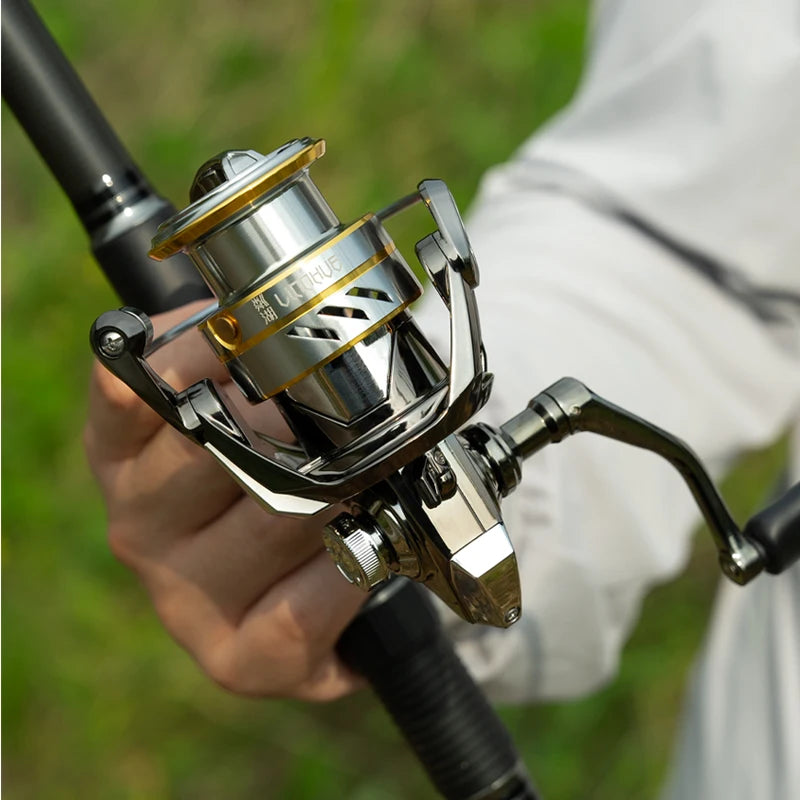 FISHINGHUB LQ Drag System 10kg Max Grey Golden Fishing Reel