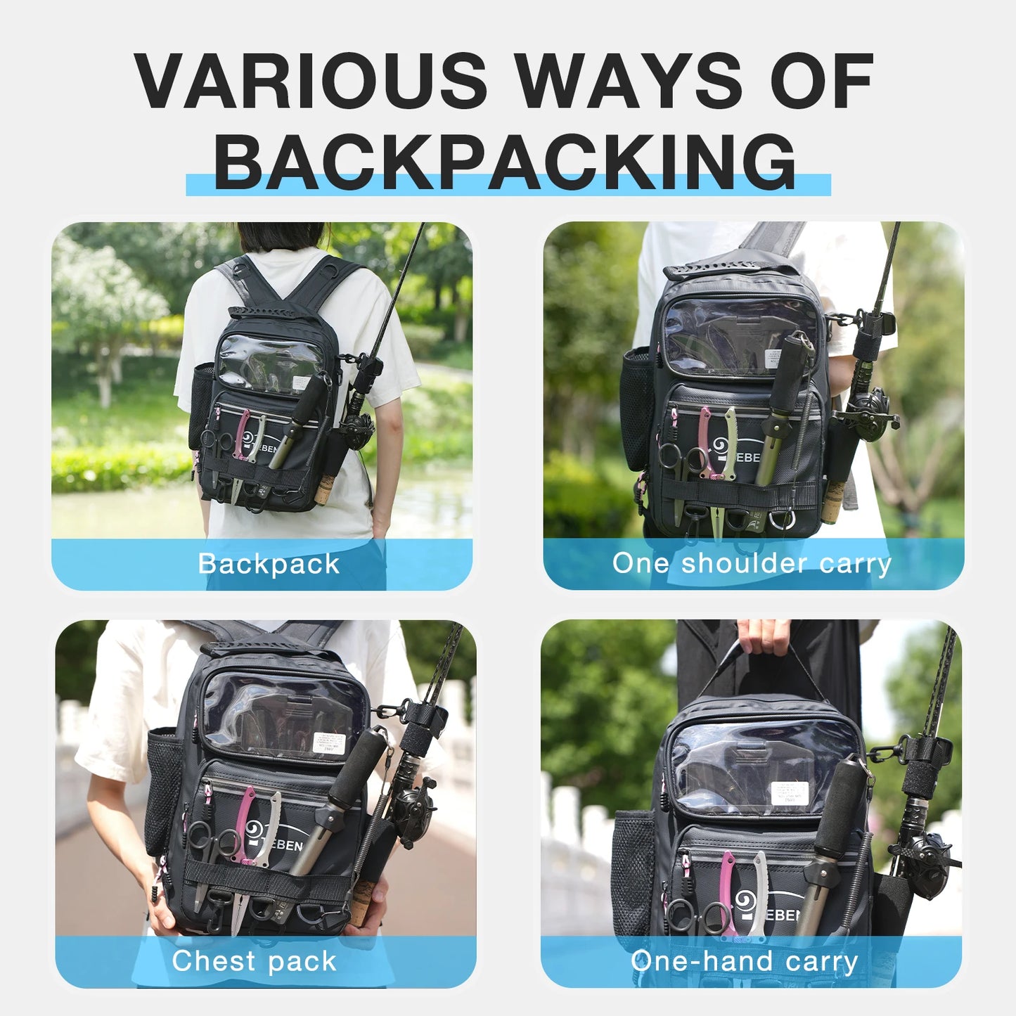 Multifunctional Large Capacity Fishing Tackle Backpack Waterproof