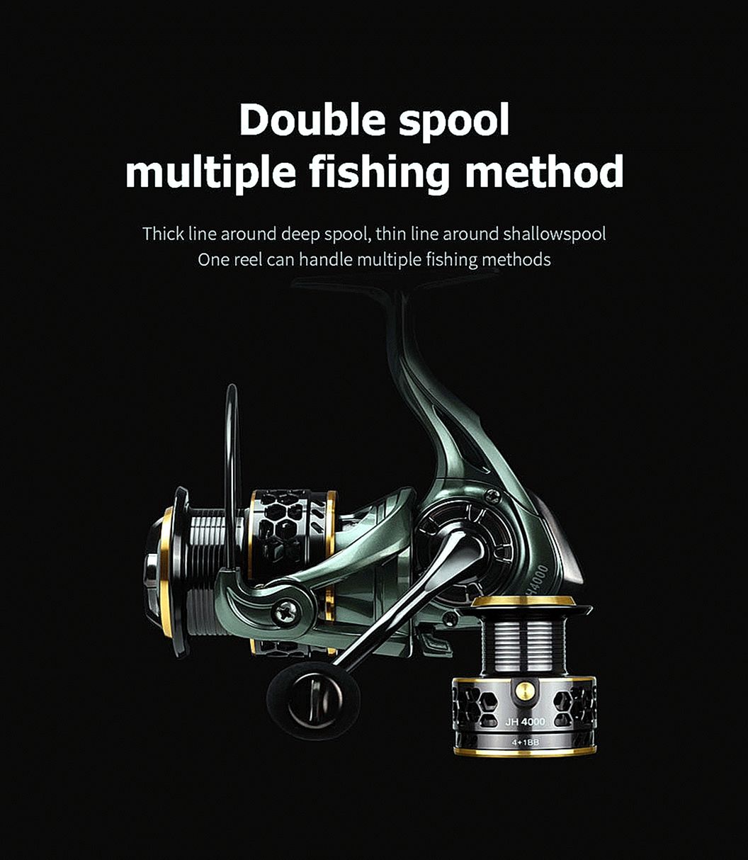 FISHINGHUB- Metal Deep Shallow Spool Fishing Reels Coil Spinning Reel Fishing