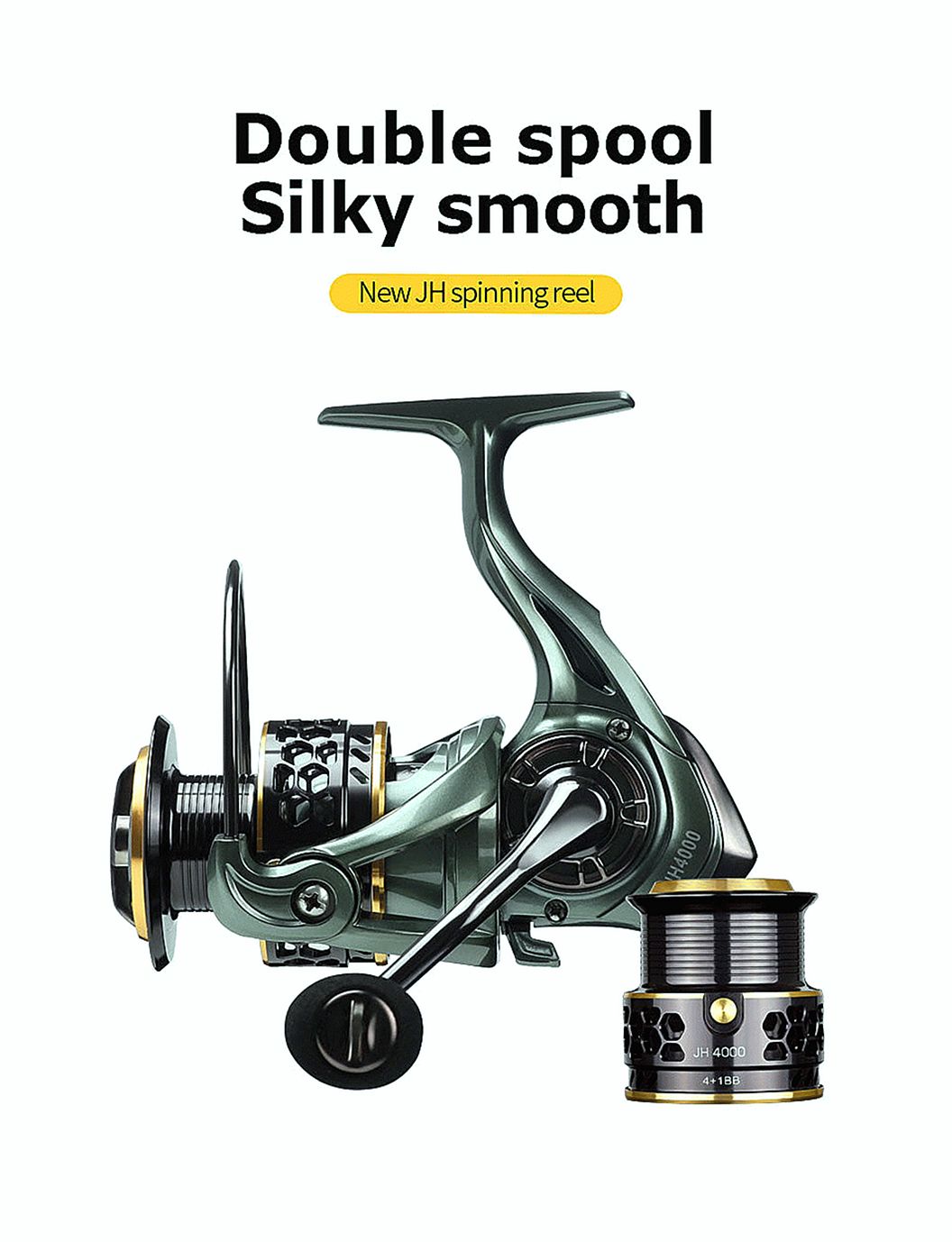 FISHINGHUB- Metal Deep Shallow Spool Fishing Reels Coil Spinning Reel Fishing
