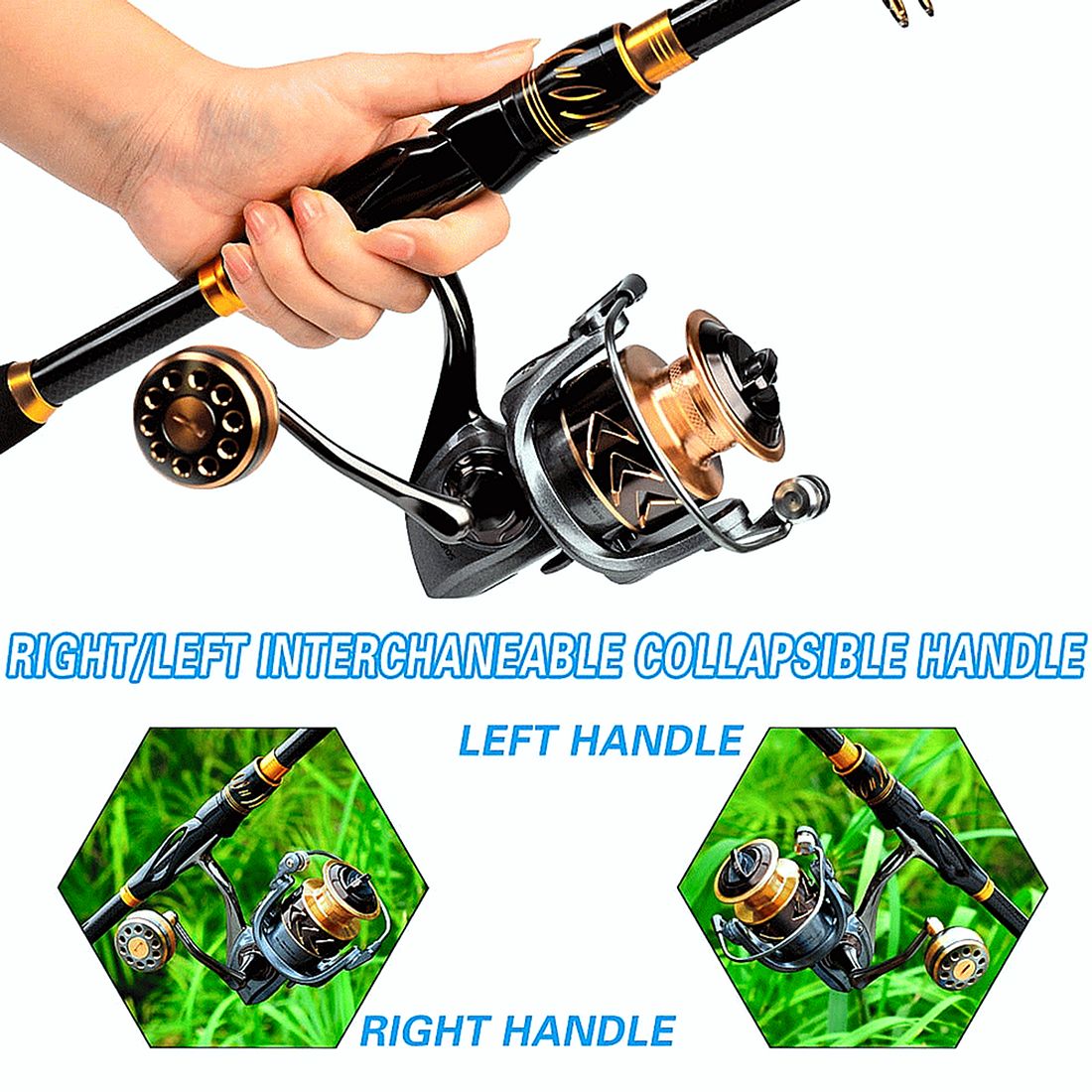FISHINGHUB- Fishing Rod & Reel Combo 2.1m Carbon Fiber Telescopic Rod