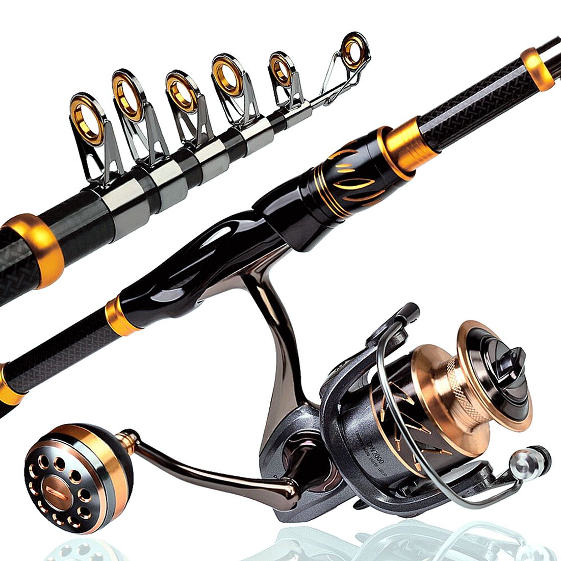 FISHINGHUB- Fishing Rod & Reel Combo 2.1m Carbon Fiber Telescopic Rod
