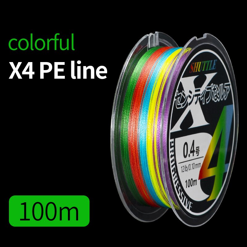 FISHINGHUB- PE Braided Fishing Line 4 Strands 100M 7 Color
