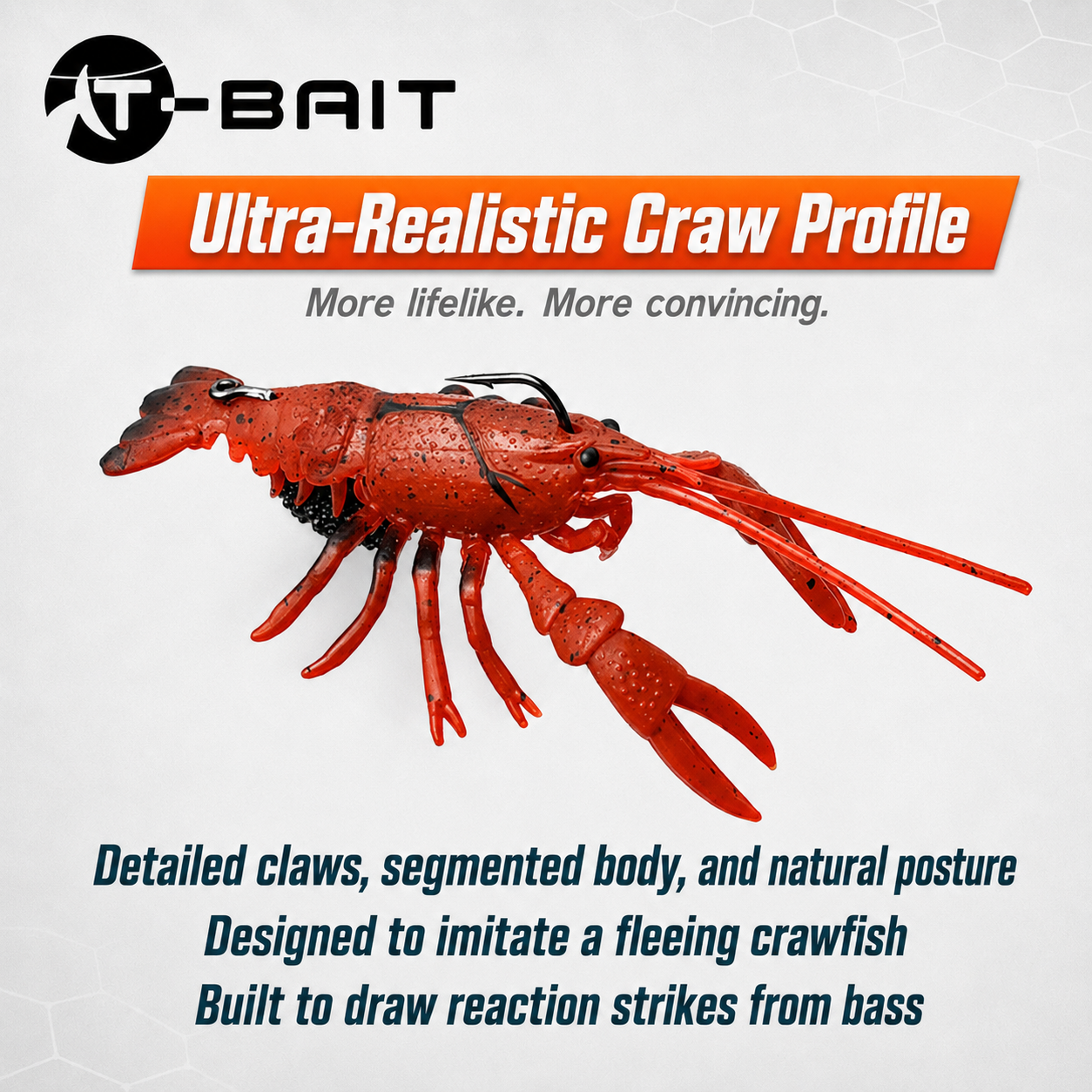 T-BAIT Crawfish Lure with VMC Hook