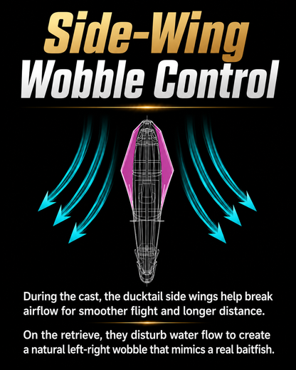 6th-Generation Ducktail Sinking Pencil Lure – Long-Cast Wobbling Action