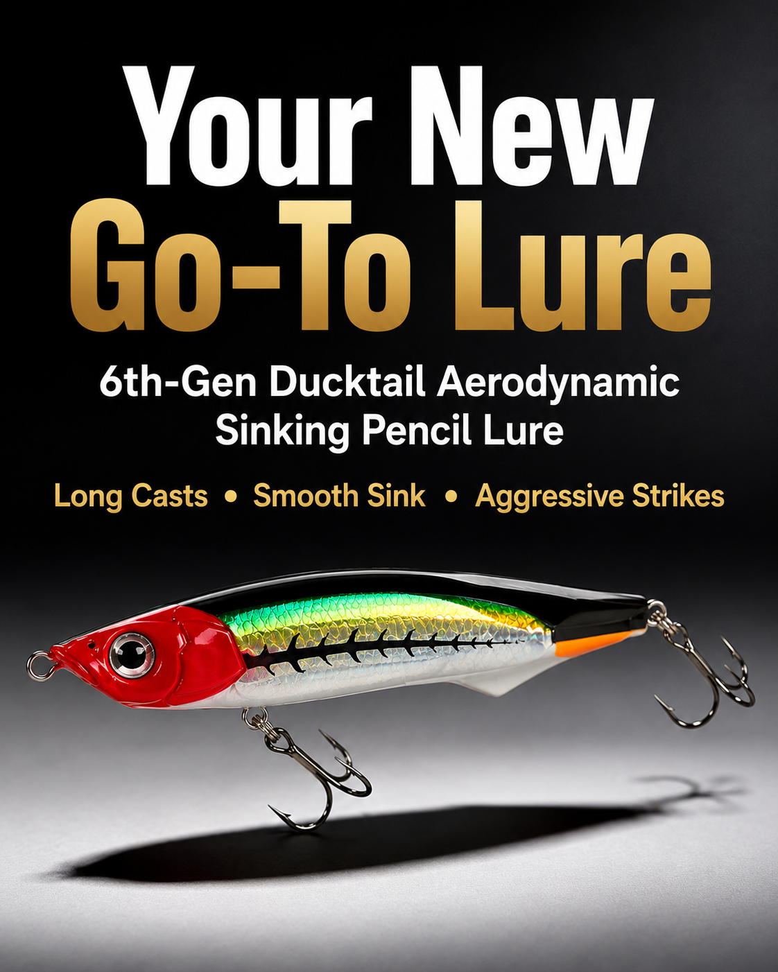 6th-Generation Ducktail Sinking Pencil Lure – Long-Cast Wobbling Action