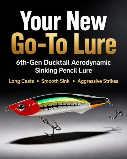 6th-Generation Ducktail Sinking Pencil Lure – Long-Cast Wobbling Action