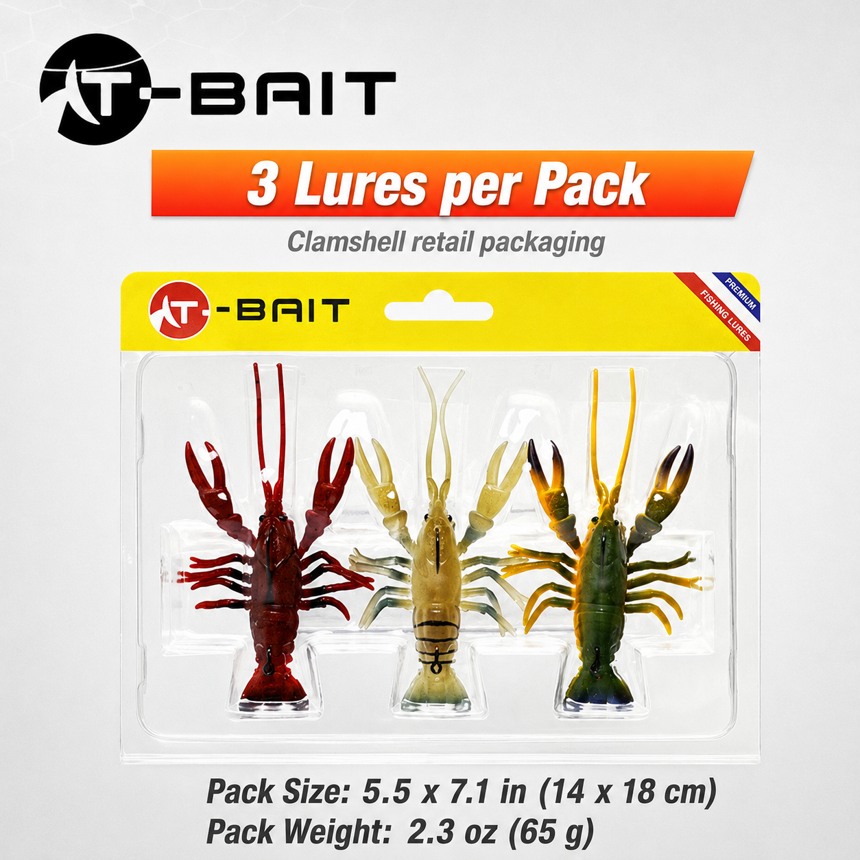 T-BAIT Crawfish Lure with VMC Hook