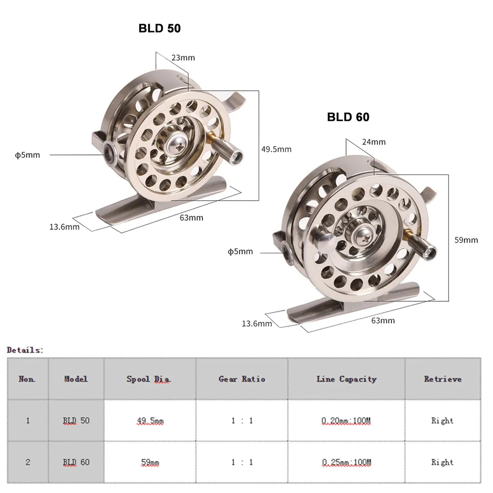 Fly Fishing Reel Aluminum Alloy Smooth Ice Fishing Reels