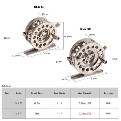 Fly Fishing Reel Aluminum Alloy Smooth Ice Fishing Reels