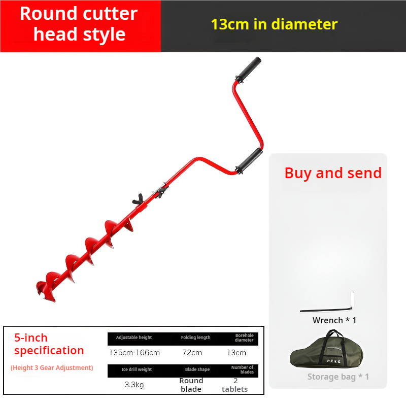 Winter fishing hand-cranked ice drill outdoor fishing ice breaking fishing drill