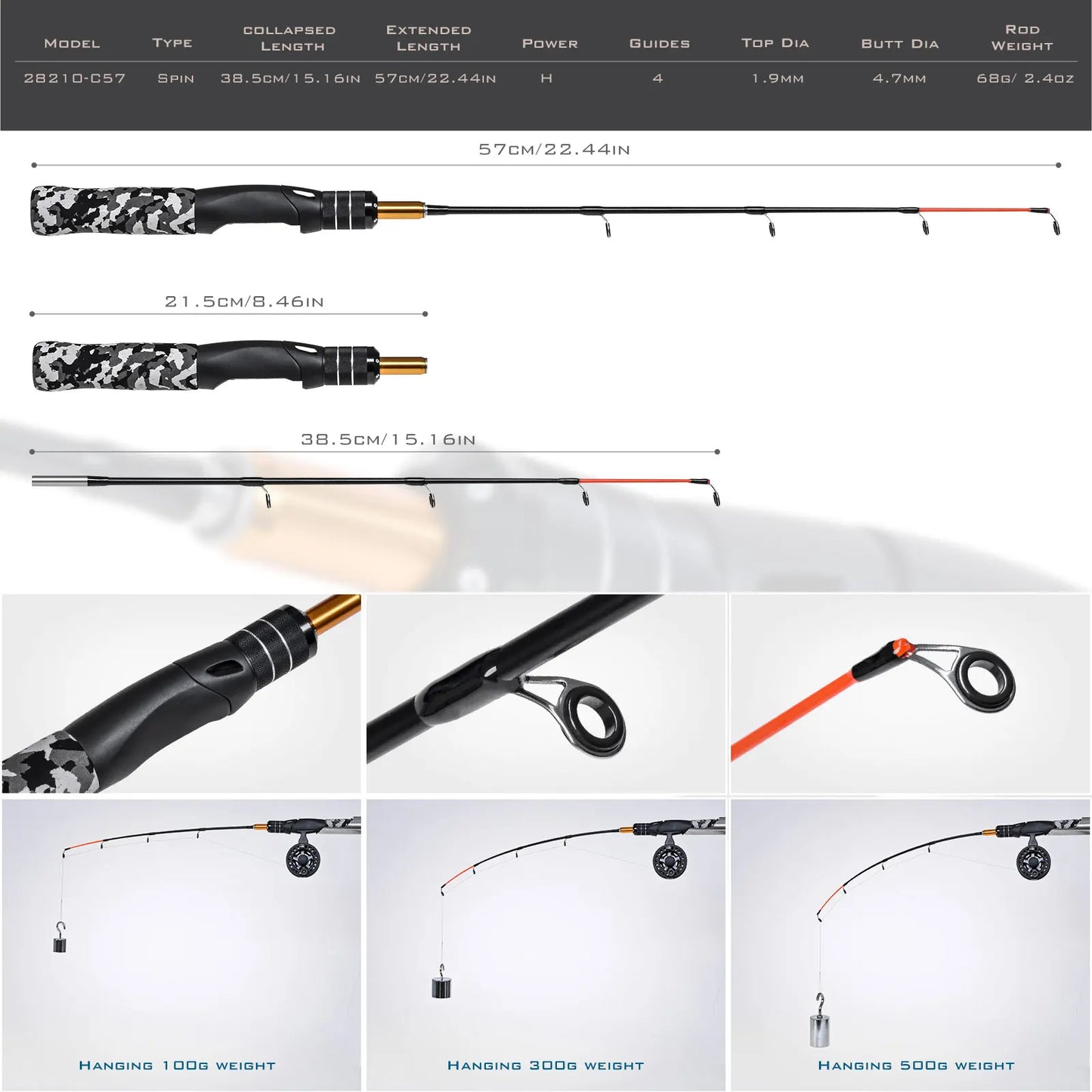 Ice Fishing Rod and Reel Combos Portable Ultralight  with full Kits