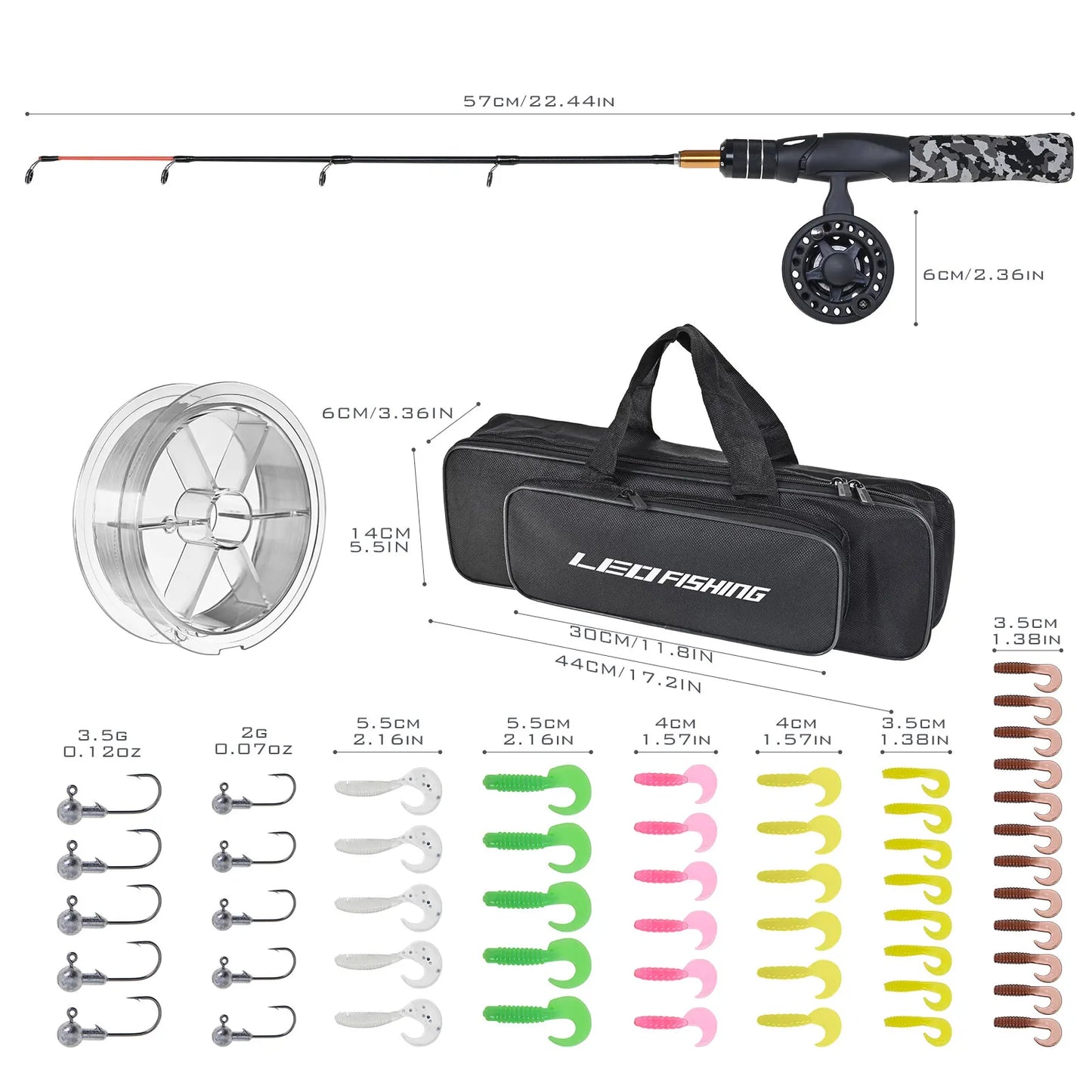 Ice Fishing Rod and Reel Combos Portable Ultralight  with full Kits