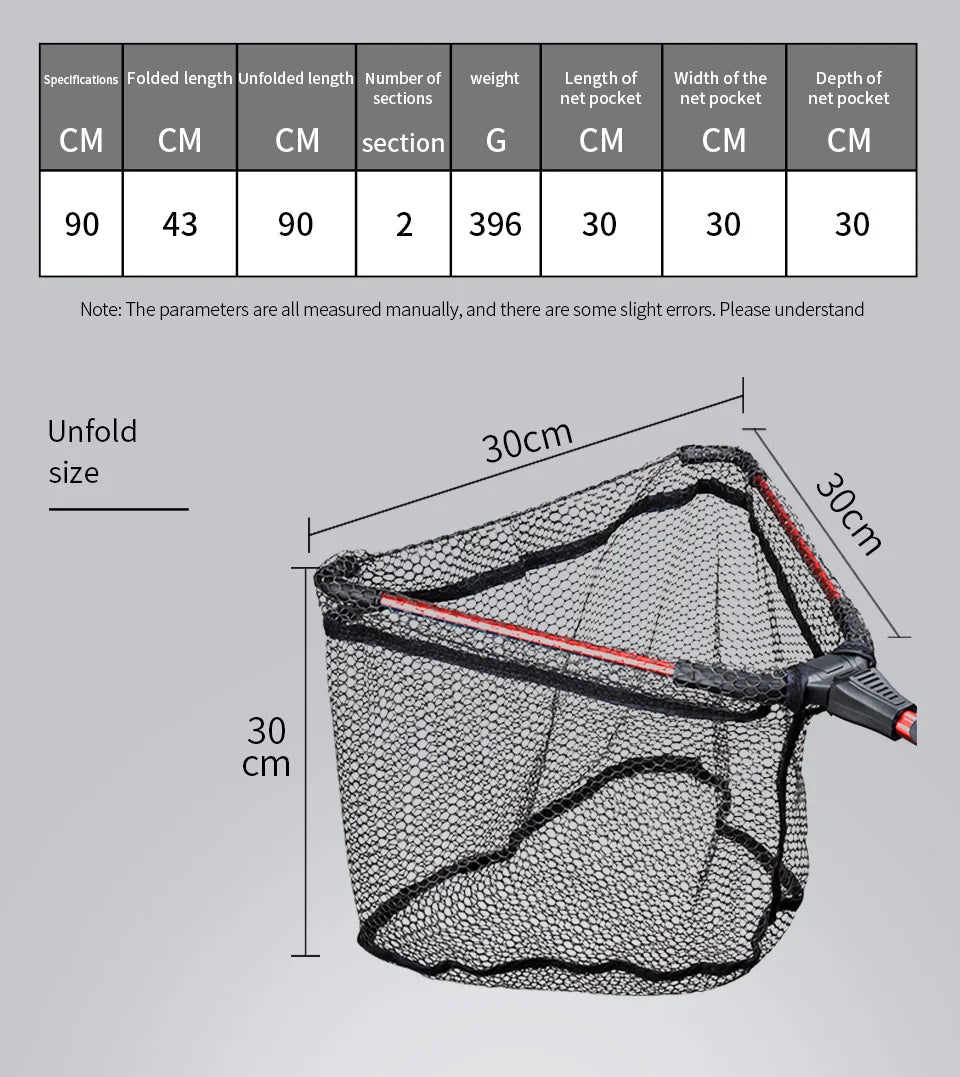 90cm Foldable Fishing Portable Handle Net