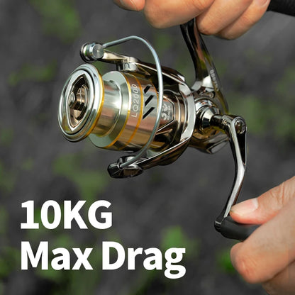 FISHINGHUB  LQ Drag System 10kg Max Grey Golden Fishing Reel