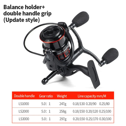 FISHINGHUB  DOUBLE GRIP DEEP SHALLOW SPOOL SPINNING REEL