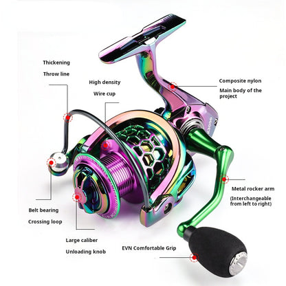 High Strength & Speed Multi-Color Spinning Fishing Reel