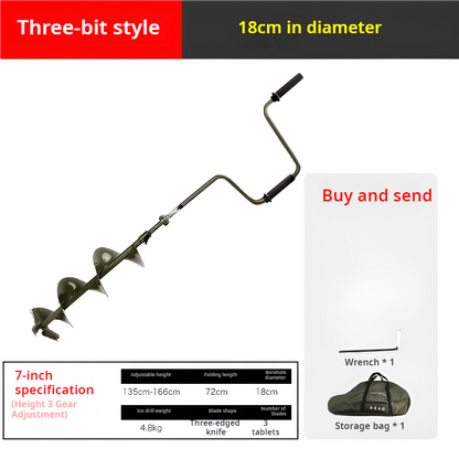 Winter fishing hand-cranked ice drill outdoor fishing ice breaking fishing drill