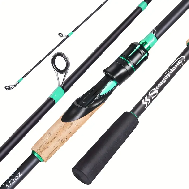 4 Sections Fishing Rod: EVA Cork Handle for Bass, Salmon, Catfish & Freshwater/Saltwater Fishing Pole