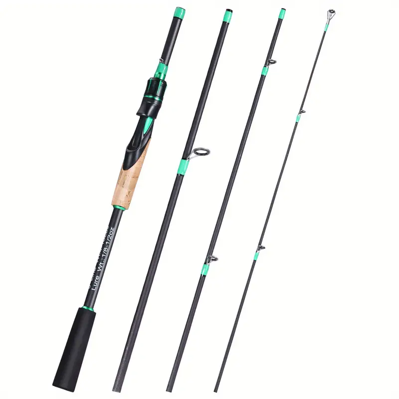 4 Sections Fishing Rod: EVA Cork Handle for Bass, Salmon, Catfish & Freshwater/Saltwater Fishing Pole