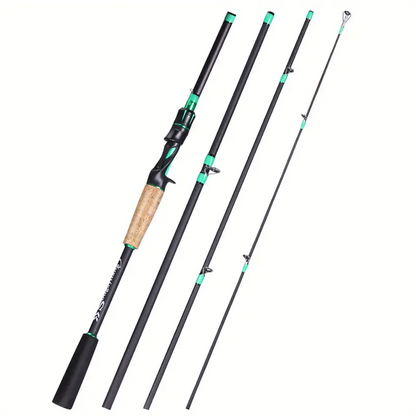 4 Sections Fishing Rod: EVA Cork Handle for Bass, Salmon, Catfish & Freshwater/Saltwater Fishing Pole