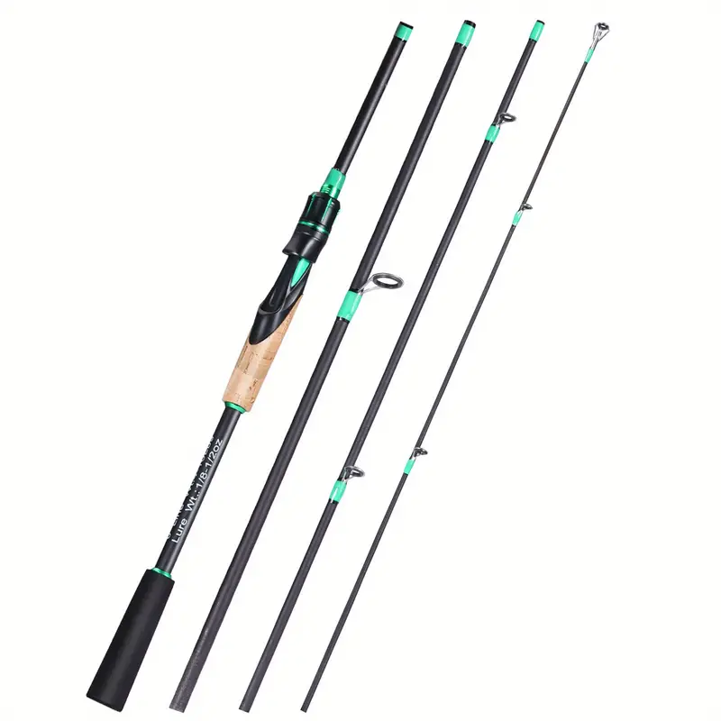 4 Sections Fishing Rod: EVA Cork Handle for Bass, Salmon, Catfish & Freshwater/Saltwater Fishing Pole