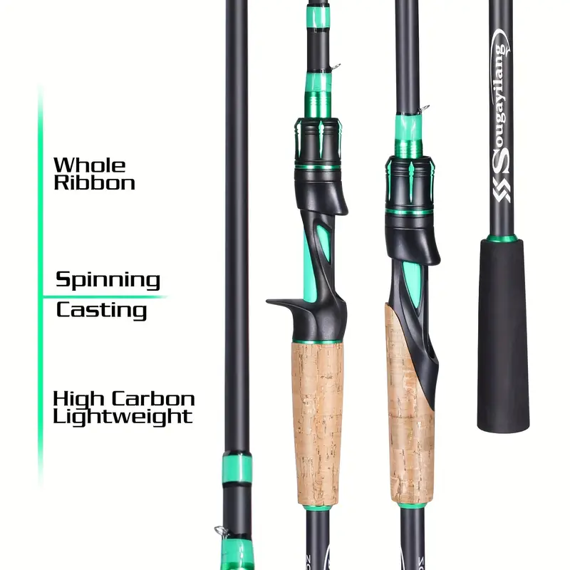 4 Sections Fishing Rod: EVA Cork Handle for Bass, Salmon, Catfish & Freshwater/Saltwater Fishing Pole