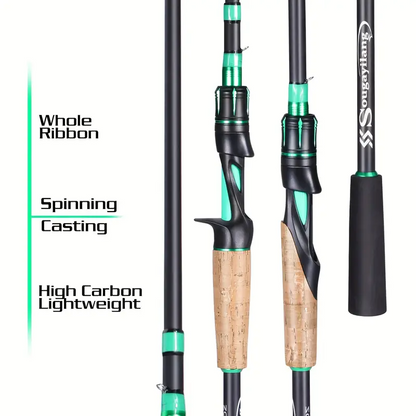 4 Sections Fishing Rod: EVA Cork Handle for Bass, Salmon, Catfish & Freshwater/Saltwater Fishing Pole