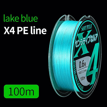 FISHINGHUB- PE Braided Fishing Line 4 Strands 100M 7 Color