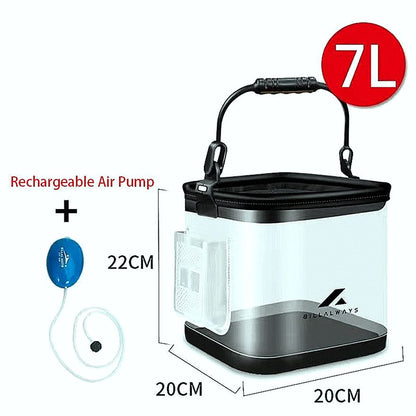 Transparent Collapsible Multi-Functional Fish Live Lures Bucket with 5M Rope