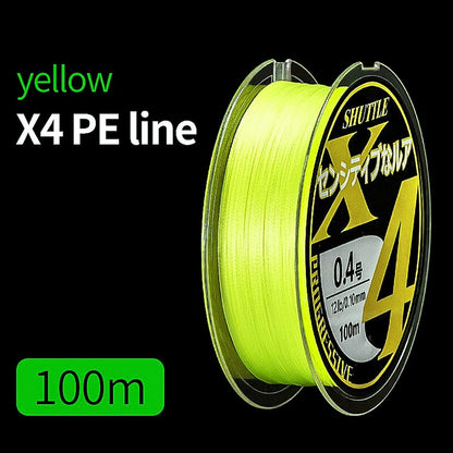 FISHINGHUB- PE Braided Fishing Line 4 Strands 100M 7 Color