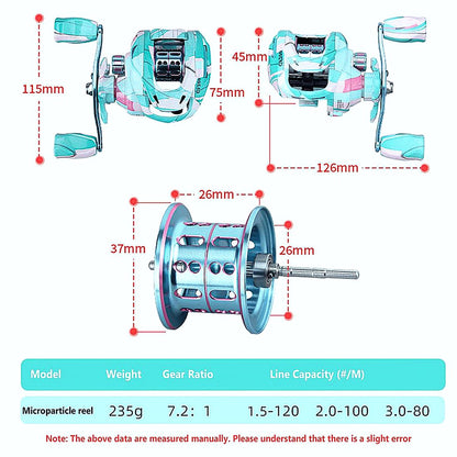 High-Speed Baitcasting Fishing Reel for Long Casting - 7.2:1 Gear Ratio