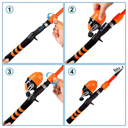 FISHINGHUB-Portable Telescopic Fishing Rod &amp; Reel Kit for Children