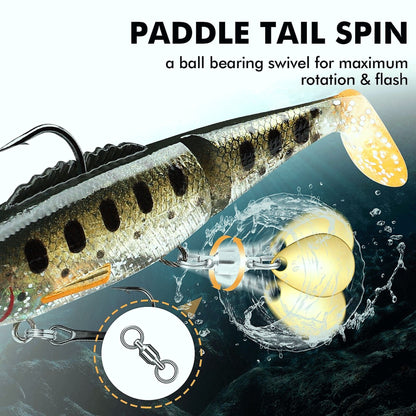 Paddle Tail Jointed Swimbait Fishing Lure with Spinner