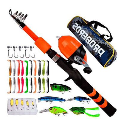 FISHINGHUB-Portable Telescopic Fishing Rod &amp; Reel Kit for Children