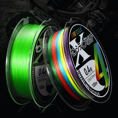 FISHINGHUB- PE Braided Fishing Line 4 Strands 100M 7 Color