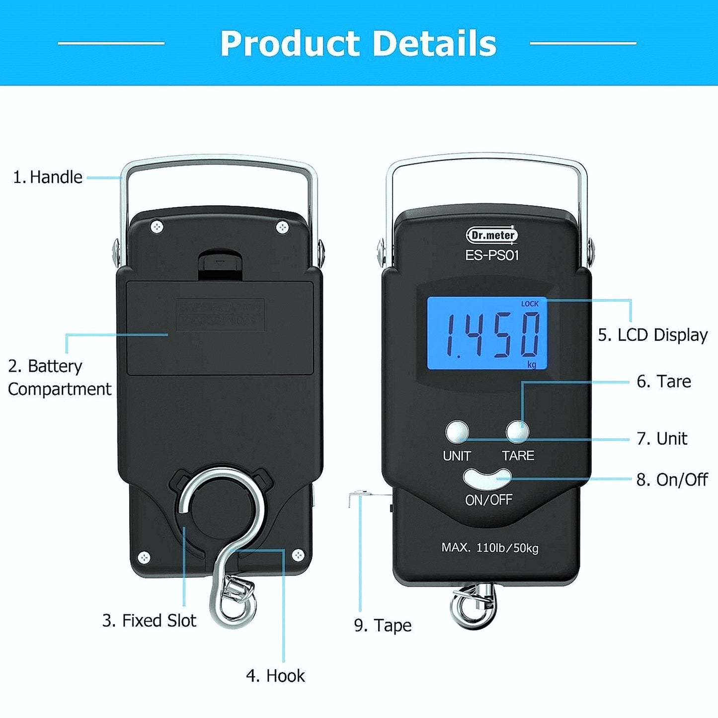 110lb/50kg Electronic Balance Digital Fishing Postal