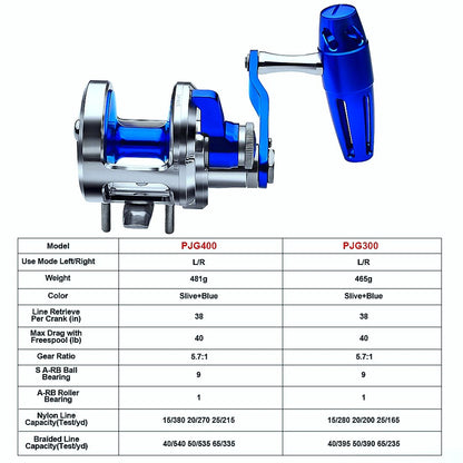 Jigging Reel 5.7:1 CNC Machined Aluminum Trolling