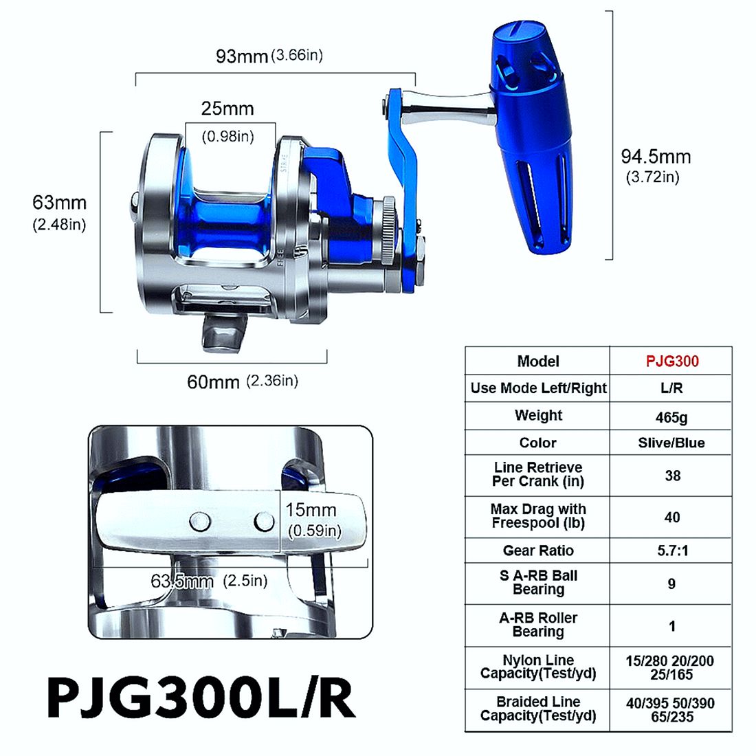 Jigging Reel 5.7:1 CNC Machined Aluminum Trolling