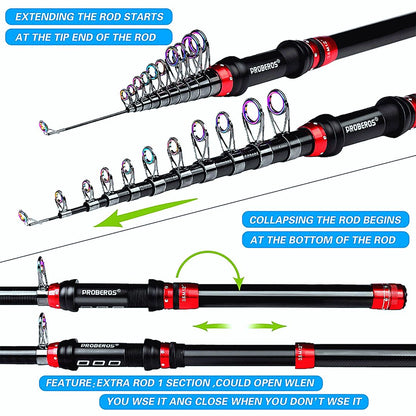 FISHINGHUB-1.8m-3.6m Telescopic Casting Fishing Combo Portable Ultralight Rod