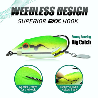 Weedless Frog Lure with BKK Hook Spinner Tail