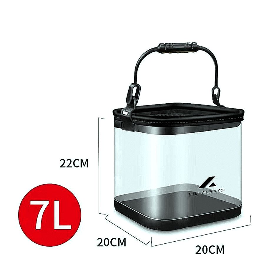 Transparent Collapsible Multi-Functional Fish Live Lures Bucket with 5M Rope