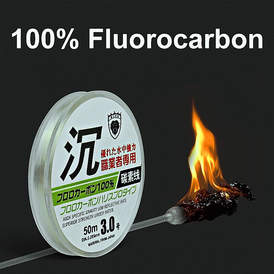 FISHINGHUB-50m 100% Fluorocarbon Carbon Fiber Fishing Line