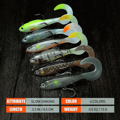 Soft Plastic Curly Tail Swimbait Bass Fishing Lure