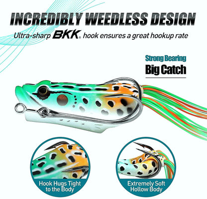 Topwater Popper Frog Lure with Skirt Tail