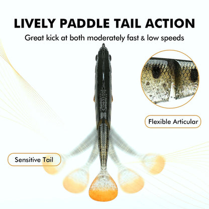 Paddle Tail Jointed Swimbait Fishing Lure with Spinner