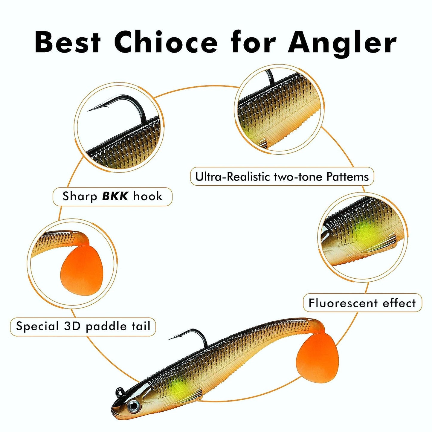 Shad Swimbait Paddle Tail Fishing Lure for Bass